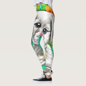 Bloemige Puppy Kunst Leggings (Links)