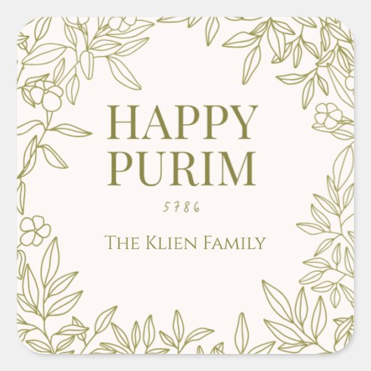 Bloemige Purim Label (Voorkant)