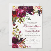 Bloemige Quinceanera Uitnodiging (Voorkant)