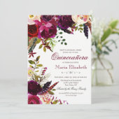 Bloemige Quinceanera Uitnodiging (Staand voorkant)