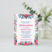 Bloemige Quinceanera Witte Mexicaanse Feest Verjaa Briefkaart (Staand voorkant)