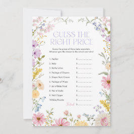 Bloemige raad de juiste prijs baby shower spelkaar kaart
