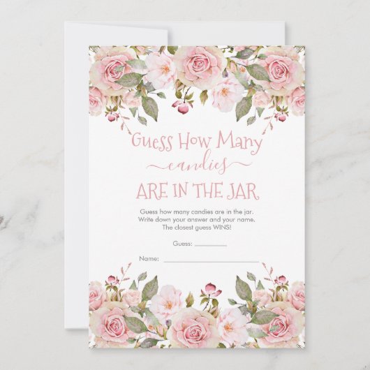 Bloemige Raad hoeveel snoepjes in de pot spelkaart Kaart (Voorkant)