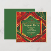 Bloemige Rastakleuren Aanpasbare Reggae Feest Kaart (Voorkant / Achterkant)