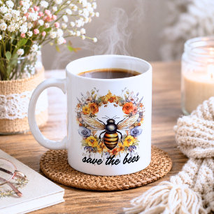 Bloemige Red de Bijen Koffiemok
