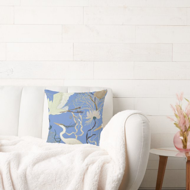 Bloemige Reigers Kussen (Bank)