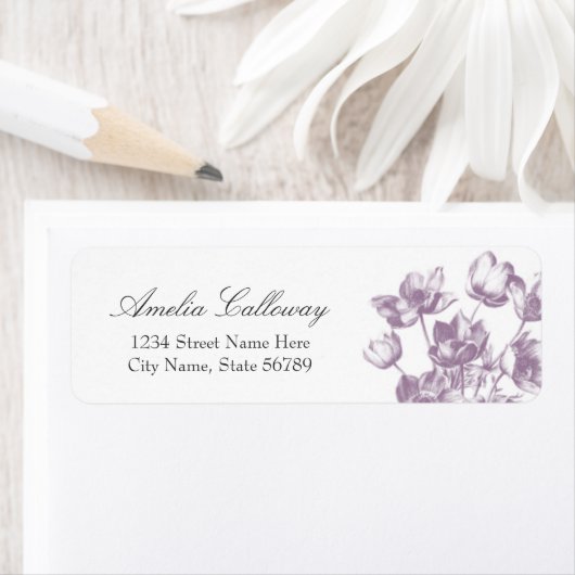  bloemige retour adreslabels / wit etiket (Insitu)