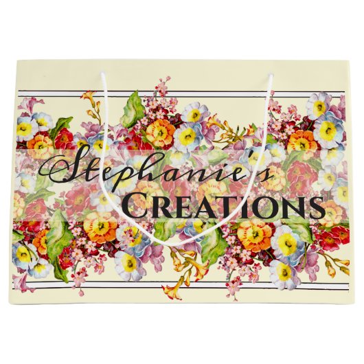 Bloemige Retro Lente Bloemen Sleutelbloem Professi Groot Cadeauzakje (Voorkant)