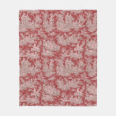  bloemige retro rood roze toile de jouy fleece deken (Voorkant)
