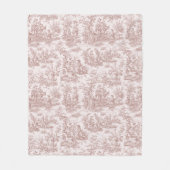 bloemige retro roze grijs toile de jouy fleece deken (Voorkant)
