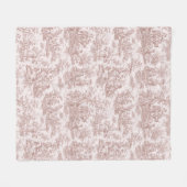 bloemige retro roze grijs toile de jouy fleece deken (Voorkant (Horizontaal))