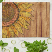 Bloemige robuuste elegante houten kunst zonnebloem theedoek (Gevouwen)