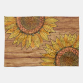 Bloemige robuuste elegante houten kunst zonnebloem theedoek (Horizontaal)