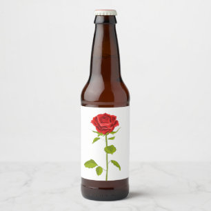 Bloemige rode roos bloem bruiloft bruidsfeest fees bier etiket