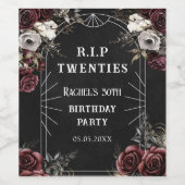 Bloemige Roes 20s 30e Verjaardagsfeestje Wijn Etiket (Enkel label)