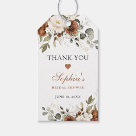 Bloemige Roest Crème Groen Blad Goud Bruiloftsborr Cadeaulabel