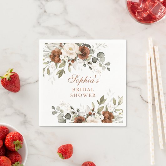 Bloemige Roest Crème Groen Goud Bruidsmeisjesfeest Servet (Insitu)