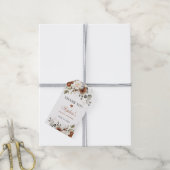 Bloemige Roest Crème Groene Goud Bruiloft Borrel Cadeaulabel (Met Touw)