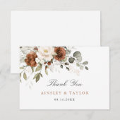 Bloemige Roest Crème Groene Huwelijks Dankkaart Bedankkaart (Voorkant / Achterkant)