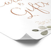 Bloemige Roest Crème Groene Huwelijkskaarten Cadea Poster (Hoek)