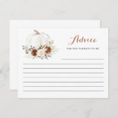 Bloemige Roest Crème Pompoen Baby Shower Advieskaa Informatiekaartje (Voorkant / Achterkant)