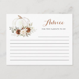 Bloemige Roest Crème Pompoen Baby Shower Advieskaa Informatiekaartje