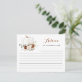 Bloemige Roest Crème Pompoen Baby Shower Advieskaa Informatiekaartje (Staand voorkant)