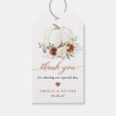 Bloemige Roest Crème Pompoen Herfst Dank U Cadeaub Cadeaulabel (Voorkant)