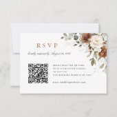 Bloemige Roest Groen Huwelijk QR Code RSVP Kaart (Voorkant)