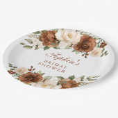 Bloemige Roest Peach Groene Goud Bruiloftsborrel Papieren Bordje (Gekanteld)