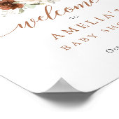 Bloemige Roest Pompoen Baby Shower Welkomstbord Poster (Hoek)