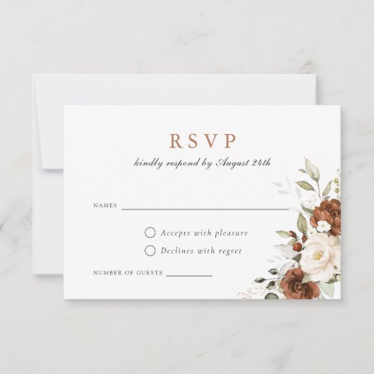 Bloemige Roest Pompoen Groenery Huwelijk RSVP Kaart (Voorkant)