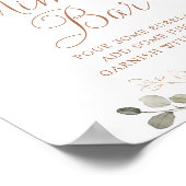 Bloemige roestcrème groen getinte trouw mimosa bar poster (Hoek)