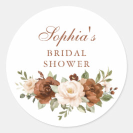 Bloemige Roestgroene Perzik Envelope Zegel Sticker