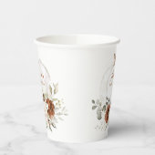 Bloemige Roestgroene Pompoen Herfst Baby Shower Papieren Bekers (Links)