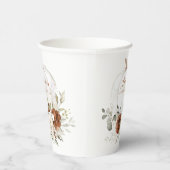 Bloemige Roestgroene Pompoen Herfst Bruidsdiner Papieren Bekers (Rechts)