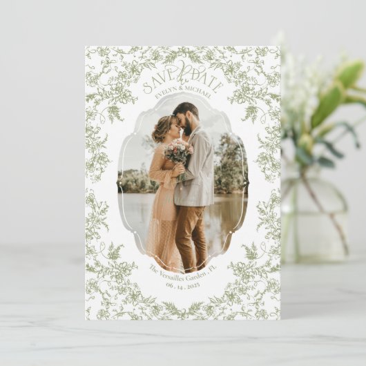 Bloemige Romantiek Chinoiserie Klassieke Liefde Eu Save The Date (Staand voorkant)