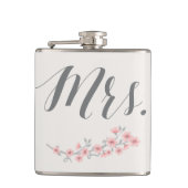 Bloemige Romantische Fles Huwelijks Cadeaus Roze M Heupfles (Voorkant)