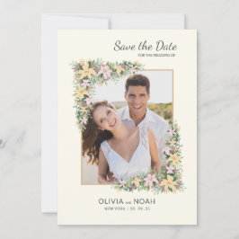 Bloemige Romantische Foto Save the Date Kaart