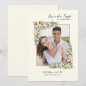 Bloemige Romantische Foto Save the Date Kaart (Voorkant / Achterkant)