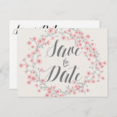 Bloemige Romantische Save The Date-ansichtkaarten Aankondigingskaart (Voorkant / Achterkant)