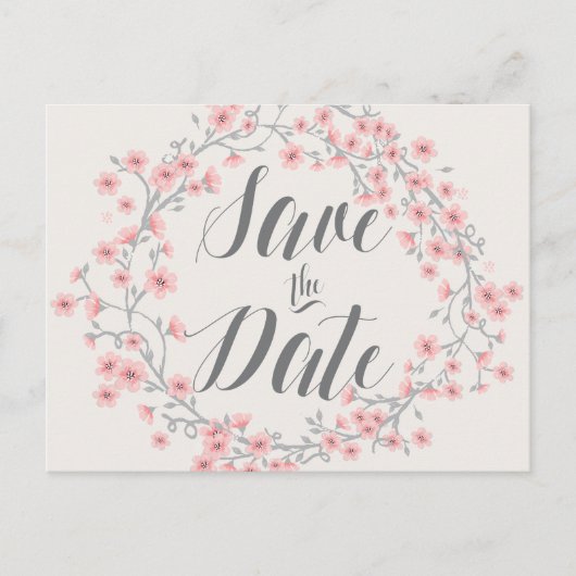 Bloemige Romantische Save The Date-ansichtkaarten Aankondigingskaart (Voorkant)