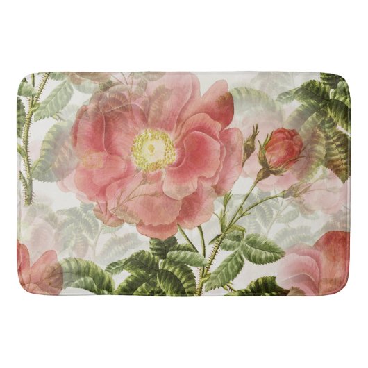 Bloemige Roos Bloesems Vintage Badmat (Voorkant)