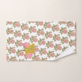 Bloemige Roos Initiaal Letter Monogram Naam Koppel Bad Handdoek (Handdoek)