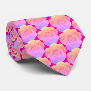 Bloemige Roos Patronen Heet Roze Abstracte Cadeau  Stropdas