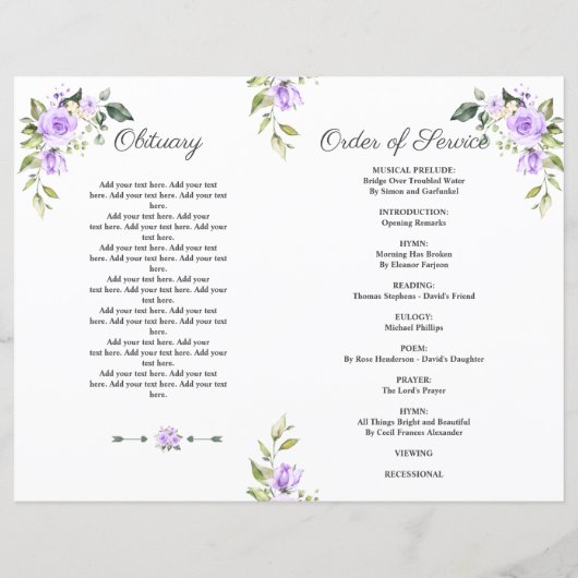 Bloemige rouwfoto-herdenkingsdienstprogramma (Achterkant)