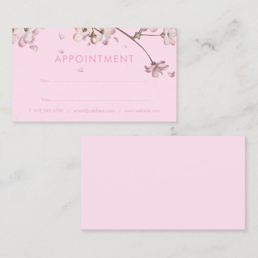 Bloemige Roze Afspraakkaart Visitekaartje (Voorkant / Achterkant)
