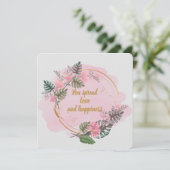 Bloemige, roze bedankkaart feestdagenkaart (Staand voorkant)