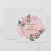 Bloemige, roze bedankkaart feestdagenkaart (Voorkant / Achterkant)