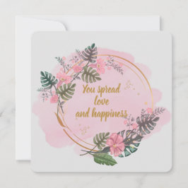 Bloemige, roze bedankkaart feestdagenkaart